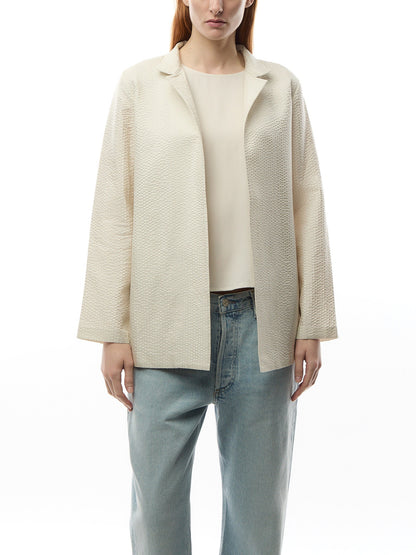 Stand Collar Long Jacket quilted Silk