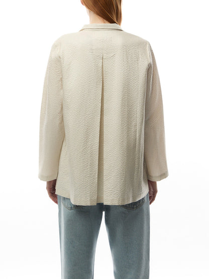Stand Collar Long Jacket quilted Silk