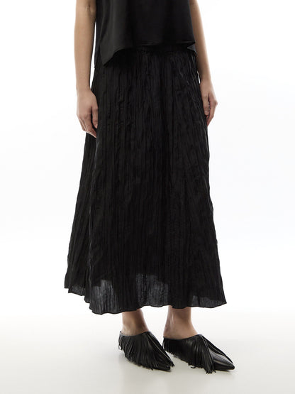 Crushed Silk Flared Skirt
