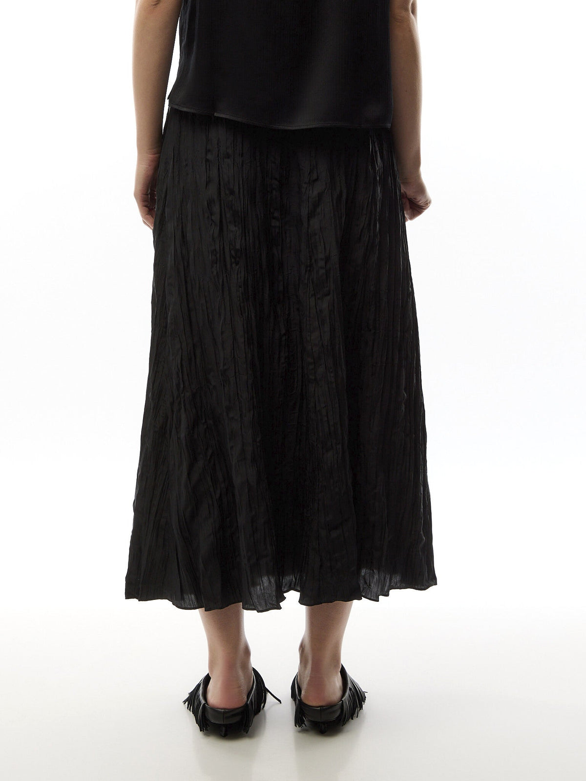 Crushed Silk Flared Skirt