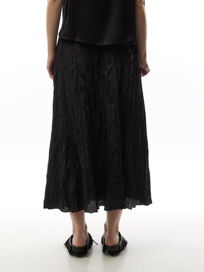 Crushed Silk Flared Skirt