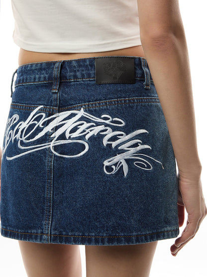 Swallow Side Wash Denim Skirt