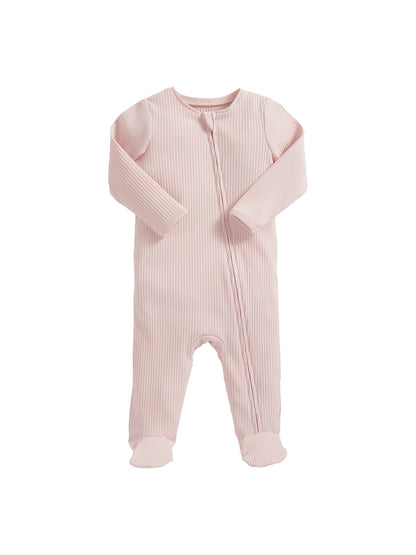 Pink Ribbed Zip Sleepsuit