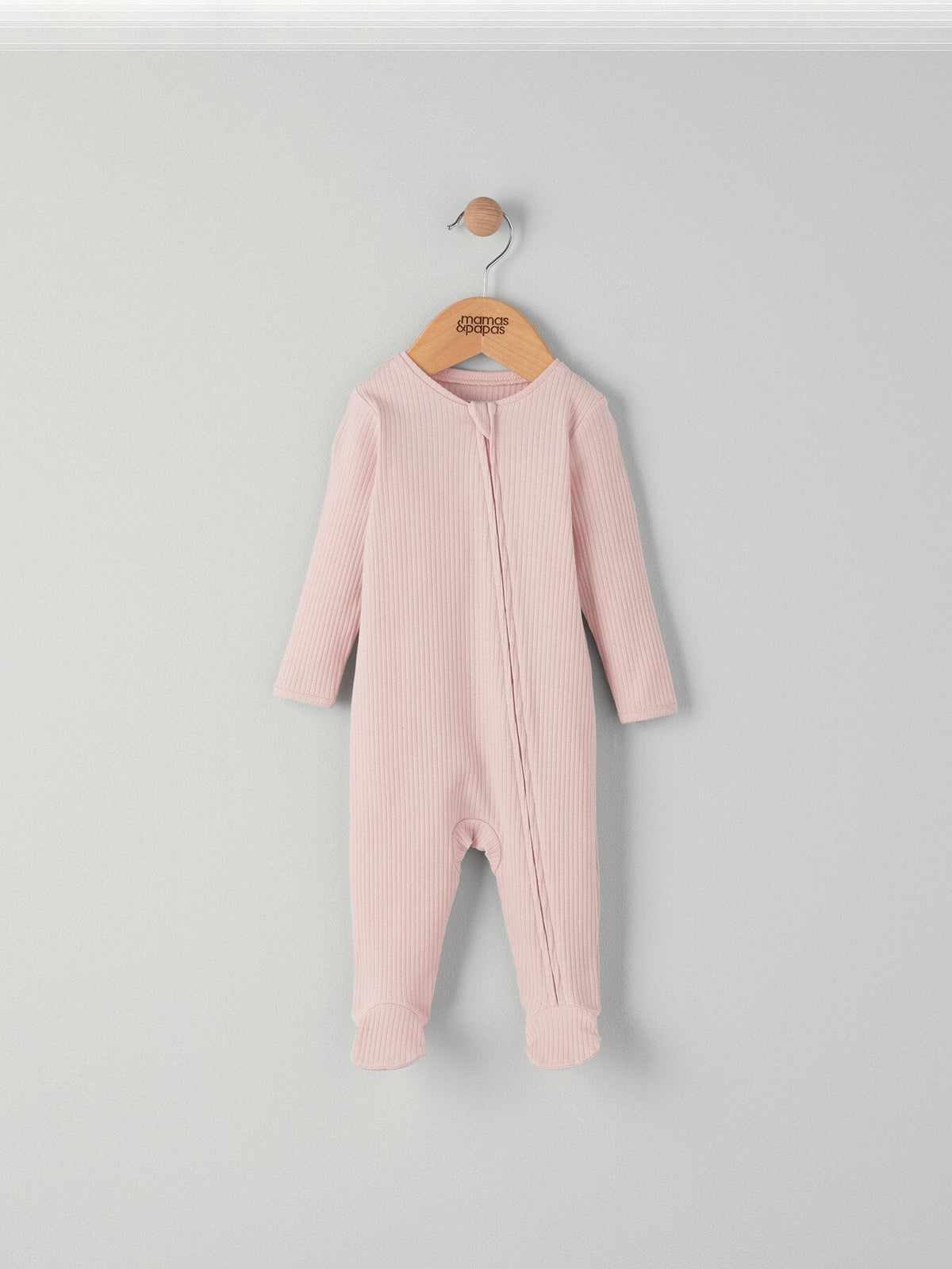 Pink Ribbed Zip Sleepsuit