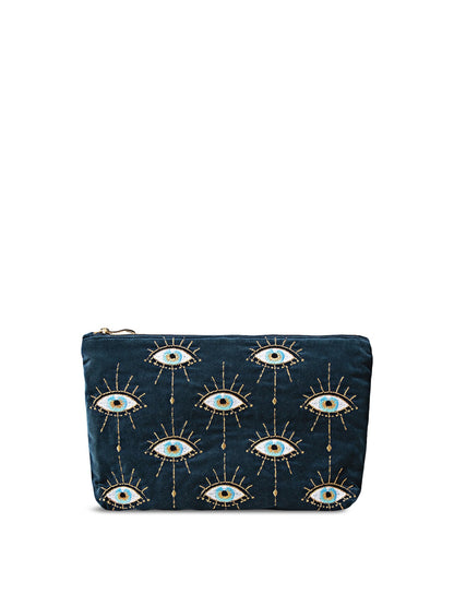 Mystical Eye Ink Blue Velvet Everyday Pouch