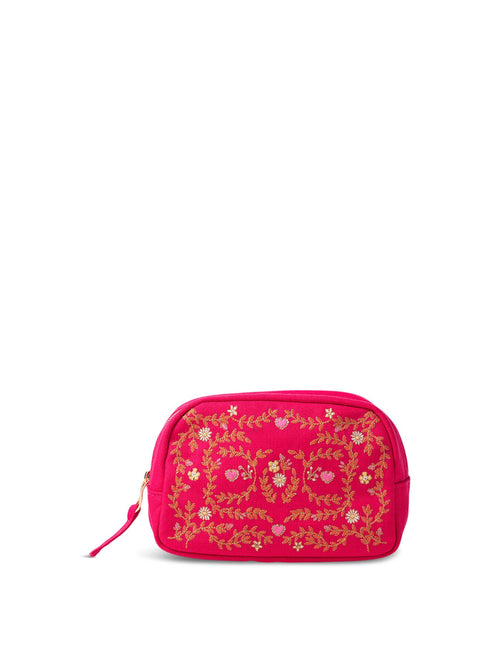 Mediterranean Garden Pink Cotton Makeup Bag