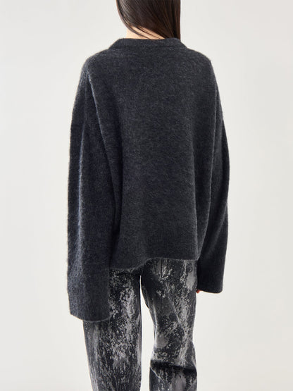 Fine Brushed Alpaca Banana Oversized O-Neck