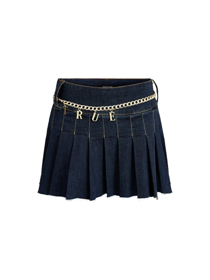 Mini Pleated Skirt Chain Belt