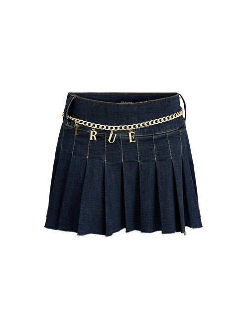 Mini Pleated Skirt Chain Belt