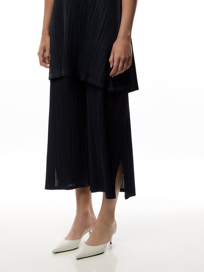 Pleats Mellow Blue Black Pants