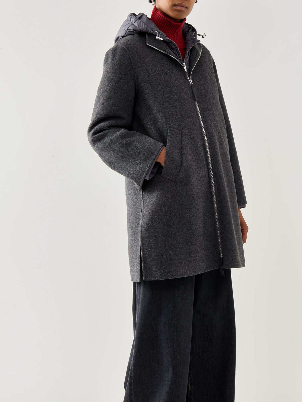 Marella Sport Moriana Coat With Hood Grey