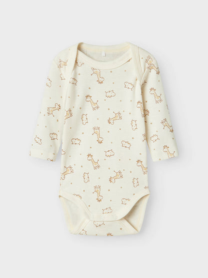 Baby Giraffe Print Long Sleeve Bodysuit 3 Pack Multi
