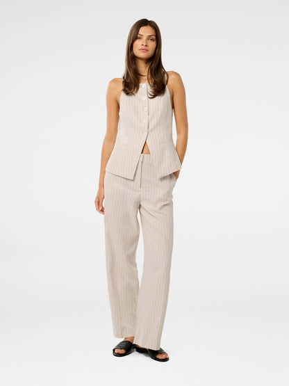 Blake Linen Pinstriped Wide Leg Pants
