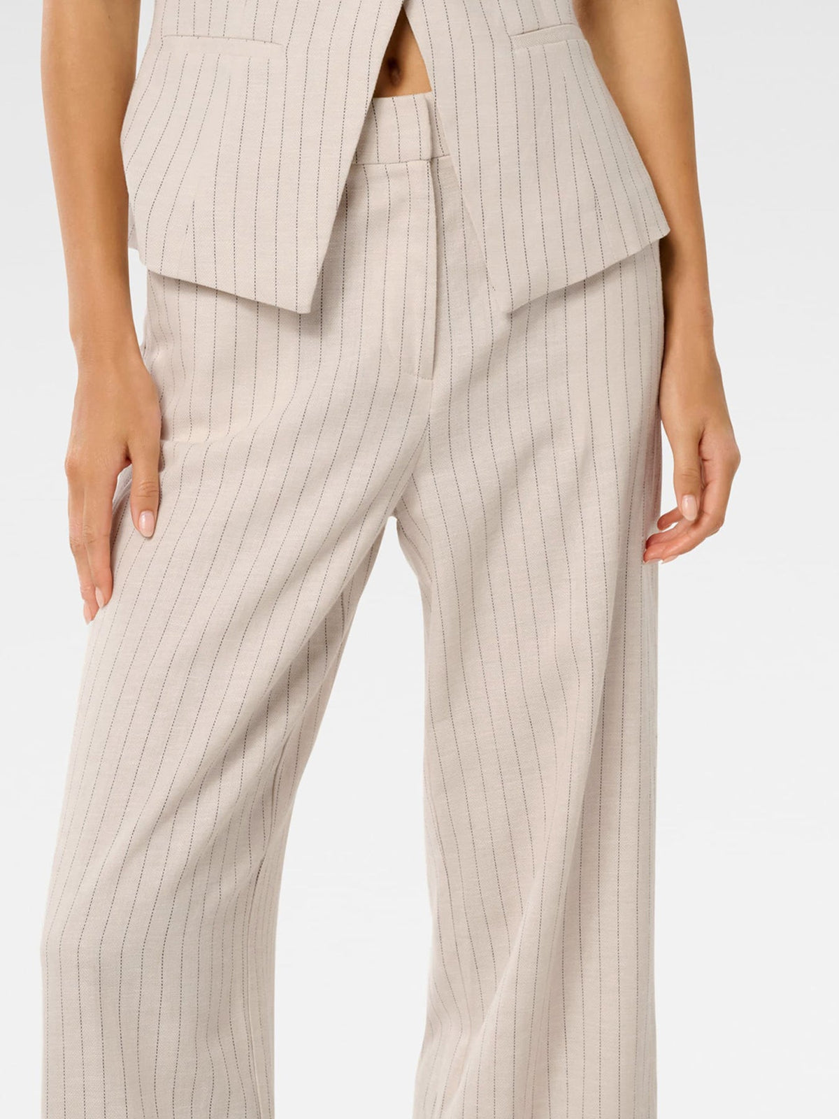 Blake Linen Pinstriped Wide Leg Pants