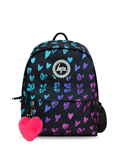 Hype Kids Black Scribble Hearts Backpack