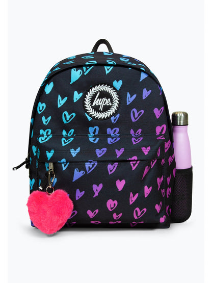 Hype Kids Black Scribble Hearts Backpack