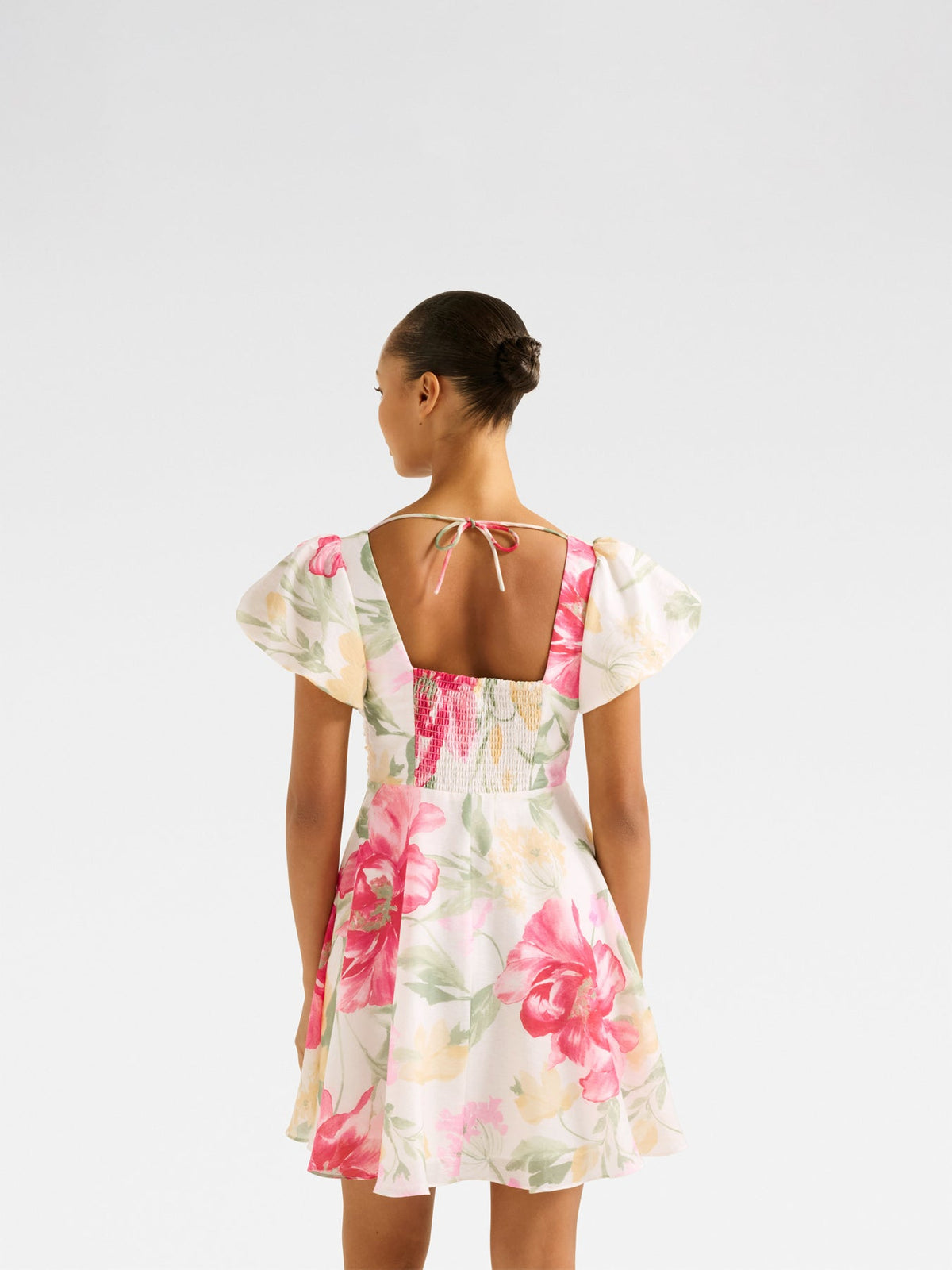 June Ruched V Neck Mini Dress