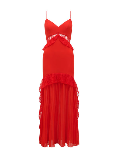 Lara Pleated Ruffle Maxi Dress