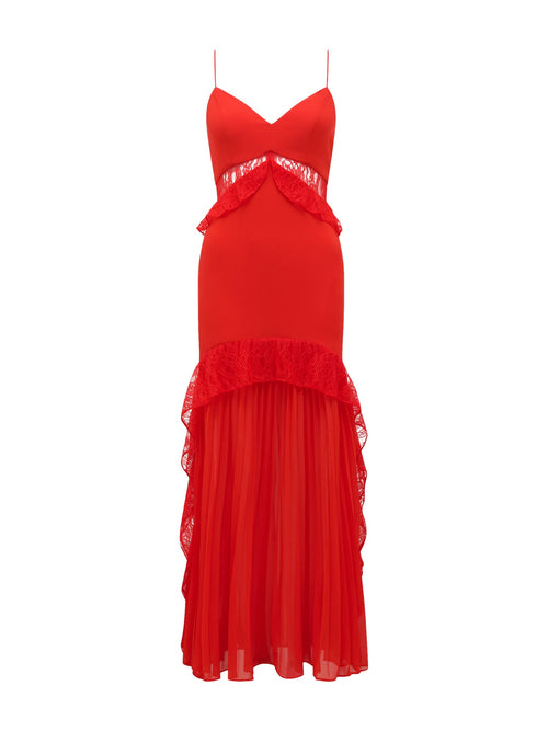 Lara Pleated Ruffle Maxi Dress