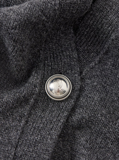 Pull Cardigan With Logo Hardware Buttons Dark Grey