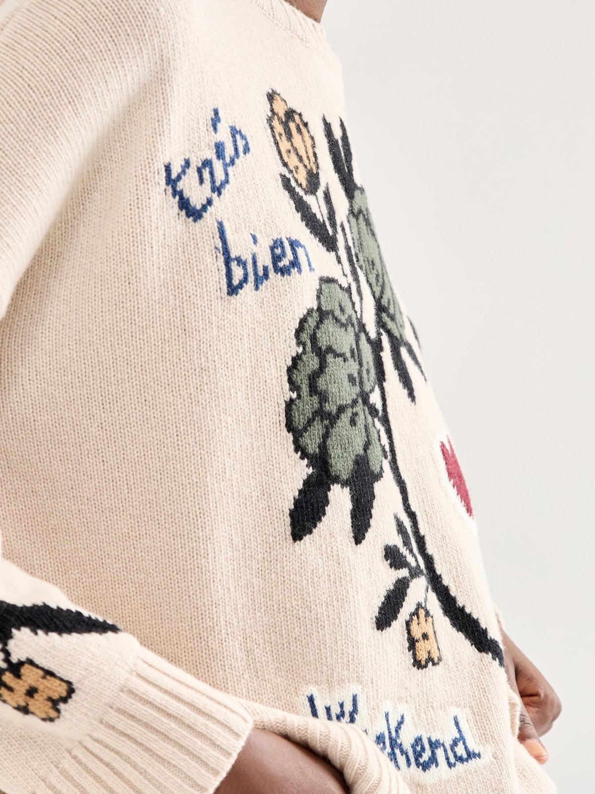 Pavidi Crew Neck Graphic Knitwear Ecru