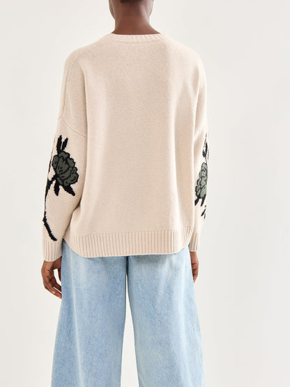 Pavidi Crew Neck Graphic Knitwear Ecru