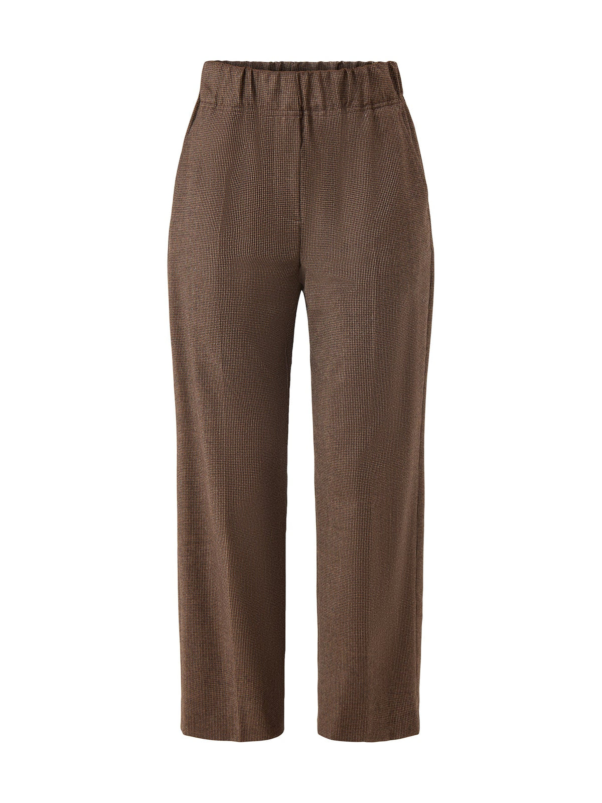 Hateley Micro Houndstooth Trouser Chocolate Brown