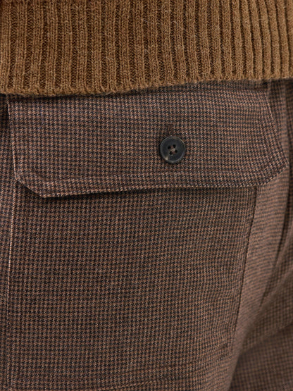 Hateley Micro Houndstooth Trouser Chocolate Brown