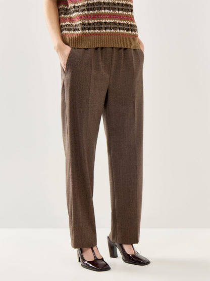 Hateley Micro Houndstooth Trouser Chocolate Brown