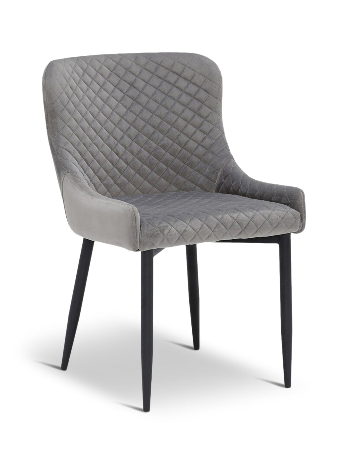 Rivington Velvet Quilted Dining Chair Grey