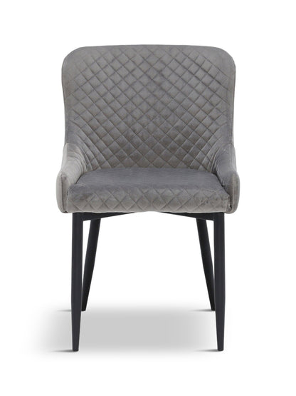 Rivington Velvet Quilted Dining Chair Grey
