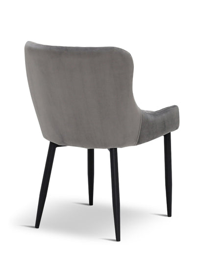 Rivington Velvet Quilted Dining Chair Grey