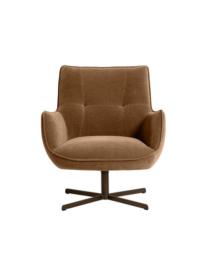 Milne Rustic Light Brown Velvet Swivel Armchair