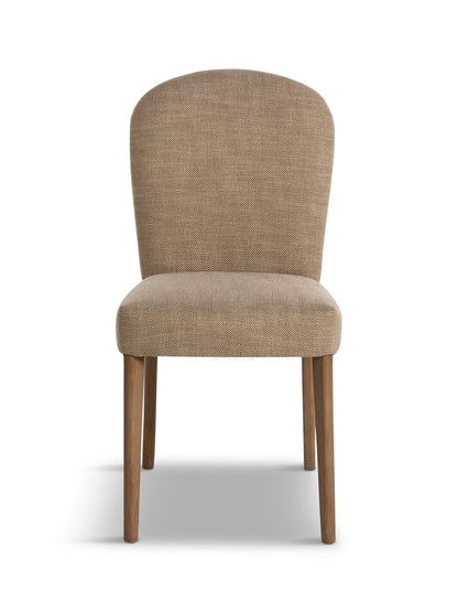 Maurice Herringbone Fabric Dining Chair With Leather Handle