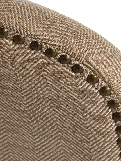 Maurice Herringbone Fabric Dining Chair With Leather Handle