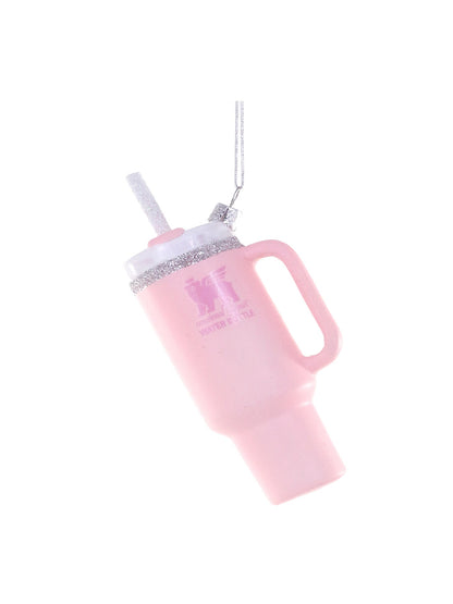 Glass Tumbler With Straw Christmas Tree Hanging Decoration