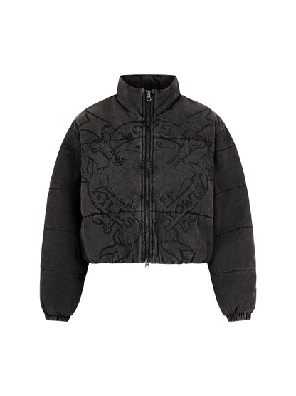 Love Kills Quilted Puffer Jacket Black