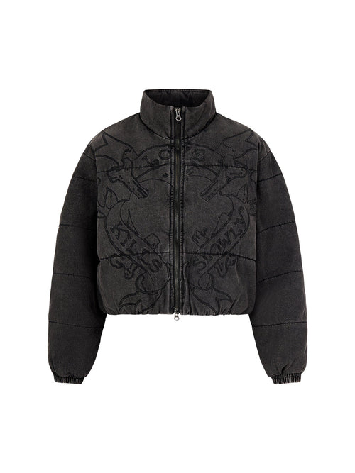 Love Kills Quilted Puffer Jacket Black