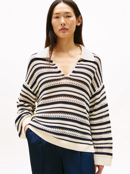 Crochet Oversized Polo Jumper