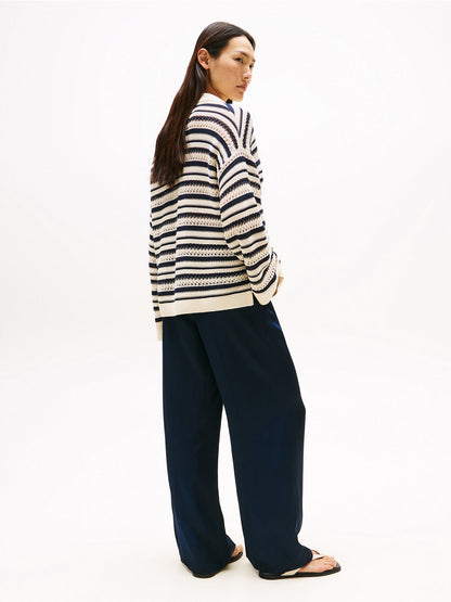 Crochet Oversized Polo Jumper