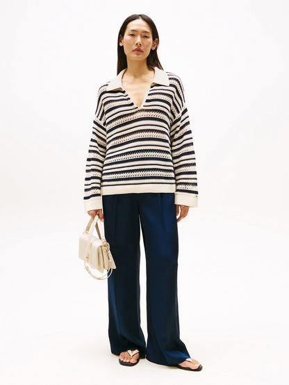 Crochet Oversized Polo Jumper