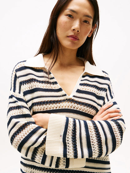 Crochet Oversized Polo Jumper