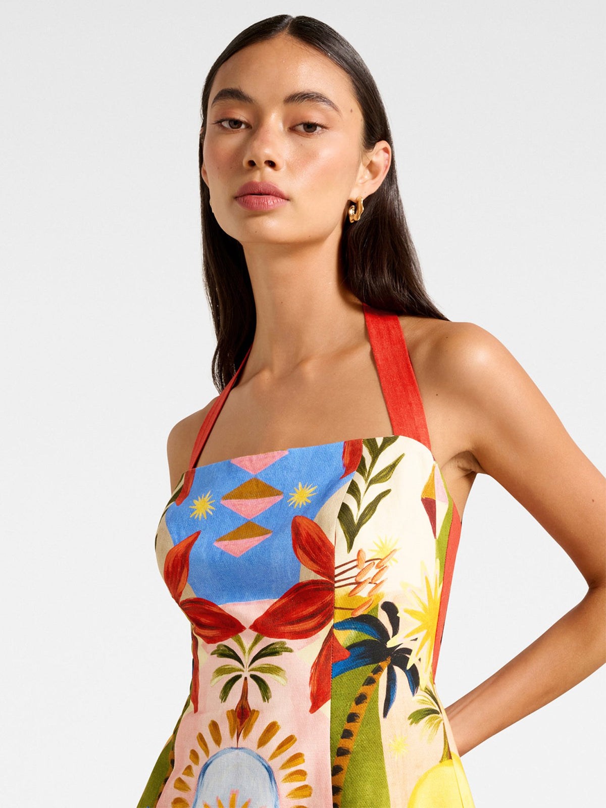 Keely Halter Neck Linen Mini Dress
