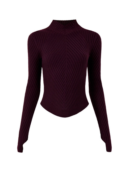 Ribbed Long Sleeve Polo Merlot