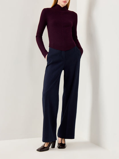 Ribbed Long Sleeve Polo Merlot