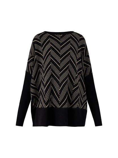 MaFeluca Lurex Jacquard Long Sleeve Top Black
