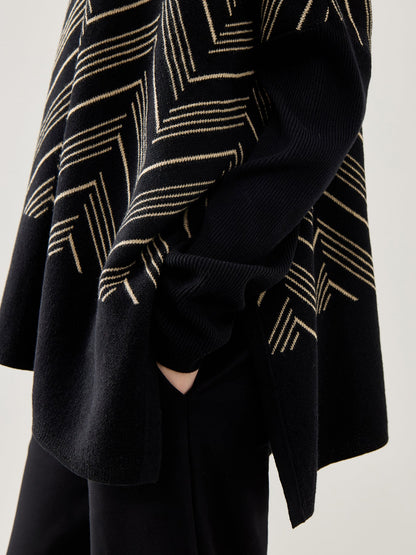 MaFeluca Lurex Jacquard Long Sleeve Top Black