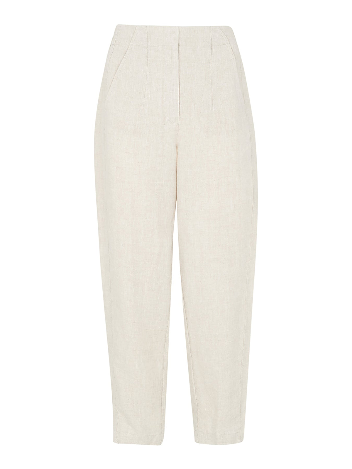 Oatmeal Linen Barrel Leg Trouser