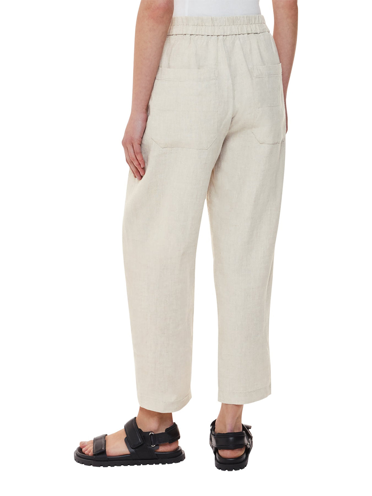 Oatmeal Linen Barrel Leg Trouser