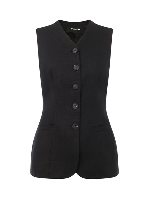 Black Molly Linen Waistcoat